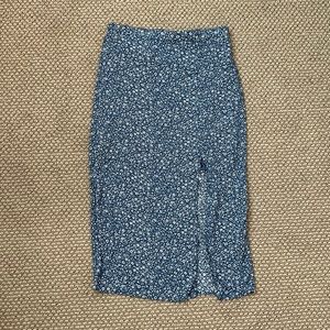 Blue Floral Midi Skirt